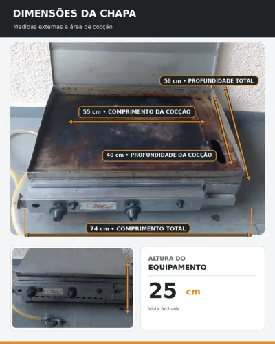 Chapa a gás para lanches
