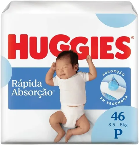 Fralda Huggies tamanho P com 46 unidades