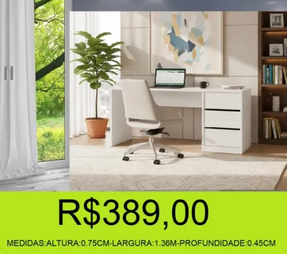 Escrivaninha - 3 gavetas - compre hoje e receba em até 72 horas