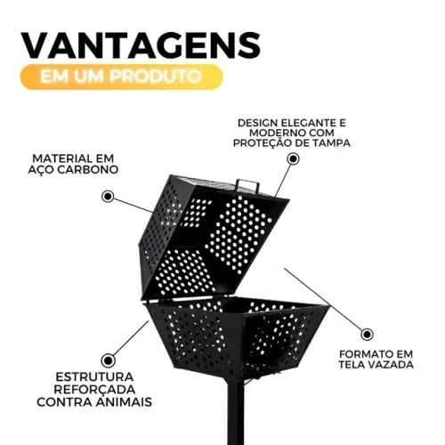Aproveite Hoje! Lixeira de Aço Galvanizado para Área Externa | Oferta