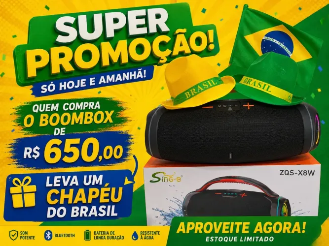SOM BLUETOOTH PORTÁTIL BOOMBOX