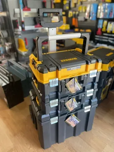 Kit Carrinho Profundo com Rodas + 2 Caixas Organizadoras de Ferramentas Tstak DeWalt