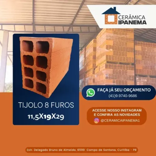 Tijolo 8 furos 11,5x19x29