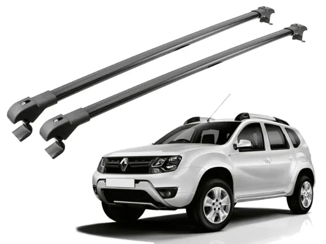 Rack Travessa de Teto Renault Duster 2016 à 2022 - Slim Preta - Projecar