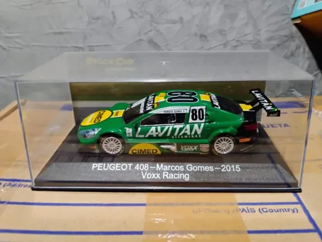 Miniatura Peugeot 408 - Marcos Gomes - 2015 - Voxx Racing - Stock Car - Leia a descrição
