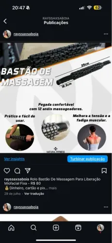 Rolo Bastão De Massagem Para Liberação Miofacial Fixa