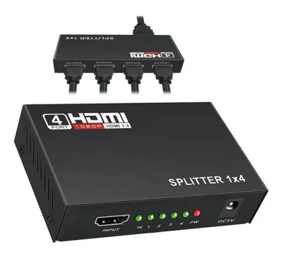 Splitter Distribuidor 1x4 Cabo Hdmi Divisor Full Hd 1080p 1.4 3D