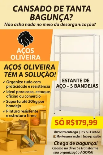 Estante de Aço 5 Bandejas - Aços Oliveira
