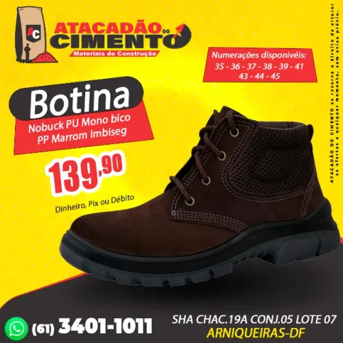 Botina Nobuck PU Mono bico PP Marrom Imbiseg 