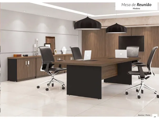 Mesa de Reunião 2.40x1.20 - LOJA IKONMIXOFFICE Moderna Amadeirada