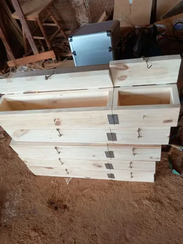 Caixa de madeira para produção de mel de abelhas