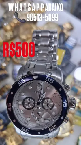 Relógio INVICTA PRO DIVER PRATA COM BEZEL AZUL FUNCIONAL 