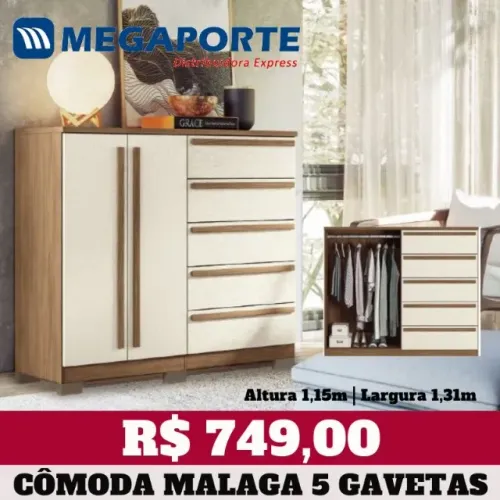 Cômoda Espaçosa 2 Portas 5 Gavetas (NOVO) Entrega Grátis!