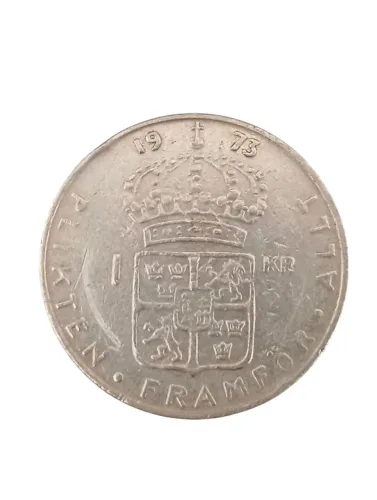 Moeda antiga de 1 Krona Sueca de 1973