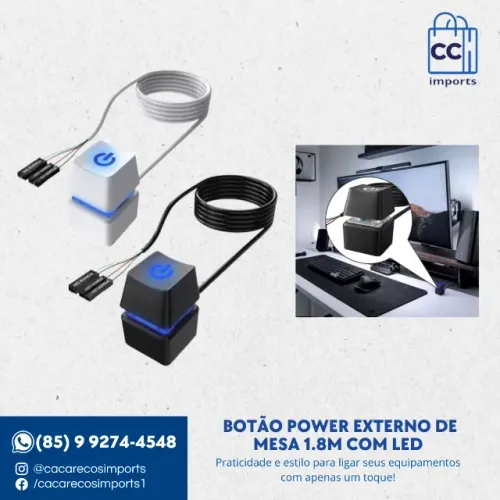 Botão Power Externo de Mesa 1.8m com LED