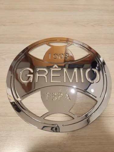 Placa de Aço Cromado Grêmio 27cm diâmetro 