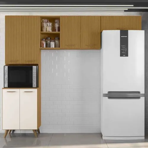 Armário Cozinha   Paneleiro + Aéreo 1.05m + Aéreo de Geladeira rf6m