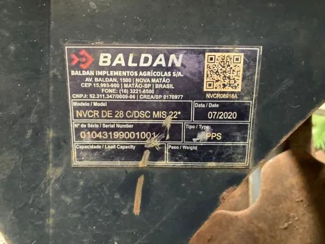 Grade niveladora Baldan NVCR 28/22 07/2020