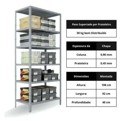 ESTANTES DE AÇO 0,40X0,92X200 NOVAS 