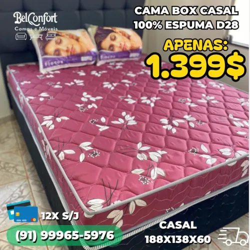 Cama Box Casal 100% Espuma D28 - Bel Confort