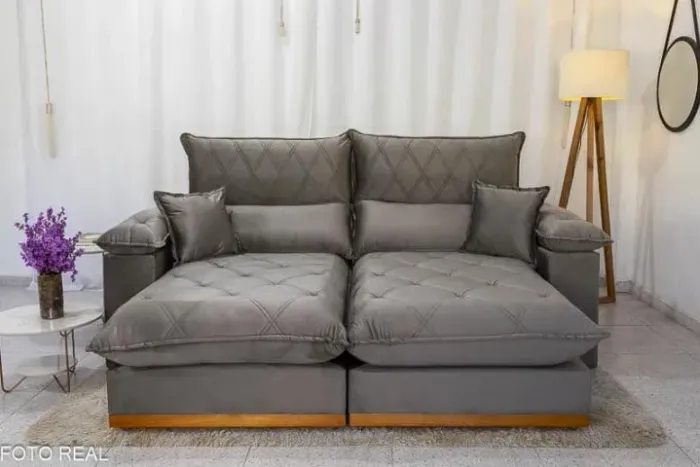 Sofá Retrátil Reclinável 2.10m Luxo Veludo- Molas Ensacadas- Produto Novo