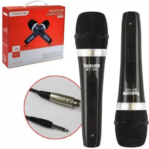 Promoção: Kit 2 Microfones Dinâmico Profissional Com Fio Super Potente MT-1003 Tomate