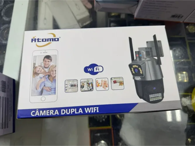 Câmera de segurança externa wi-fi 2 Lentes Átomo