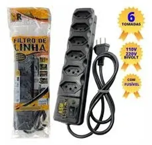 Filtro de Linha Régua Extensão Elétrica 6 Tomadas Bivolt