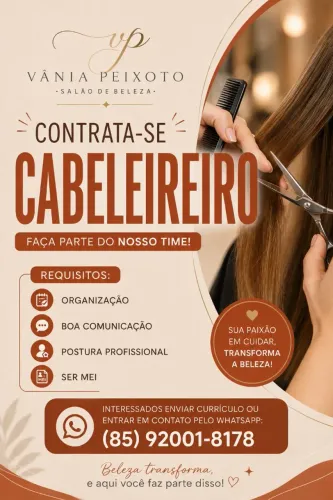 Contrata-se cabeleireiro e Escovista Cocó fixo ou comissão