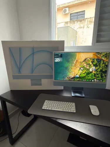 iMac M1 24 Azul Tela 4.5K 8GB/256GB Completo Na Caixa Impecável