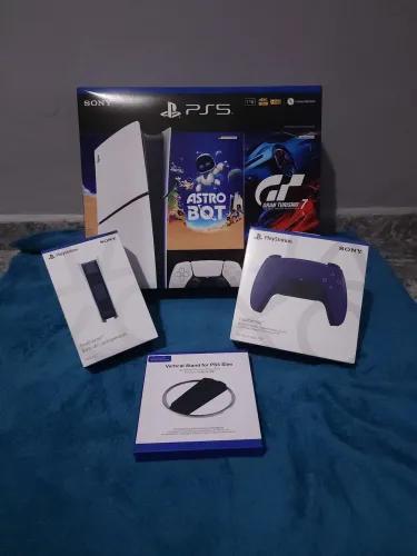 Playstation 5 slim + controle Dual Sense roxo + Base de carregamento + suporte vertical!