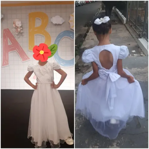 Vestido de Festas Infantil Branco 8 anos