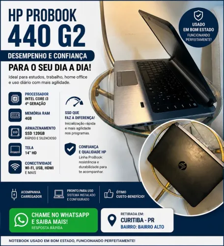 Notebook HP ProBook 440 G2 i3 | SSD 120GB | 4GB RAM | Barato