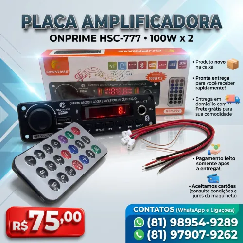 Placa Amplificadora Modulo Radio Usb Mp3 Aux Sd Bluetooth Fm 100w x 2