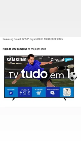 Samsung Smart TV 50" Crystal UHD 4K U8600F 2025