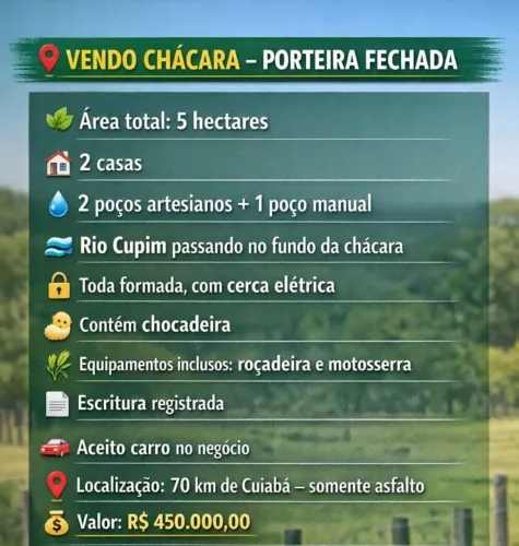 CHÁCARA PORTEIRA FECHADA