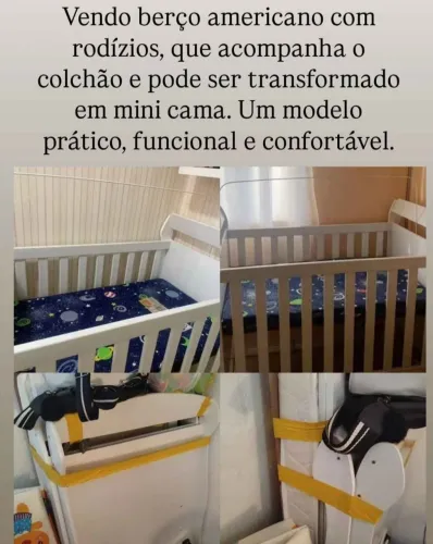 Berço americano que vira cama e acompanha o colchão novo