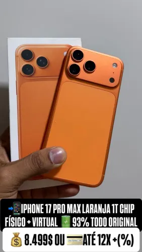 IPHONE 17 PRO MAX LARANJA 1T CHIP FÍSICO 