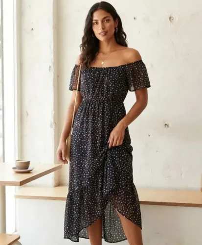 vestido feminino ciganinha preto bolinhas. Tamanho P