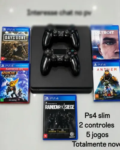 Ps4 semi-novo 2 controles e 4 jogos dvd