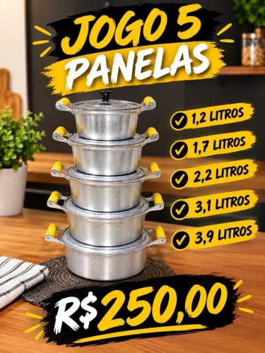 Panelas alumínio batido direto de Minas Gerais