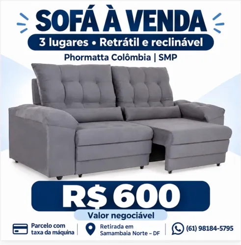 Sofá 2 lugares retrátil e reclinável