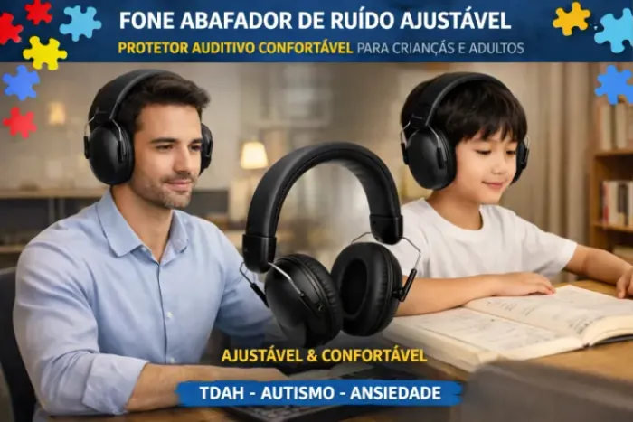 FONE ABAFADOR DE RUÍDO  AJUSTÁVEL crianças e adultos   TDAH | AUTISMO | ANSIEDADE