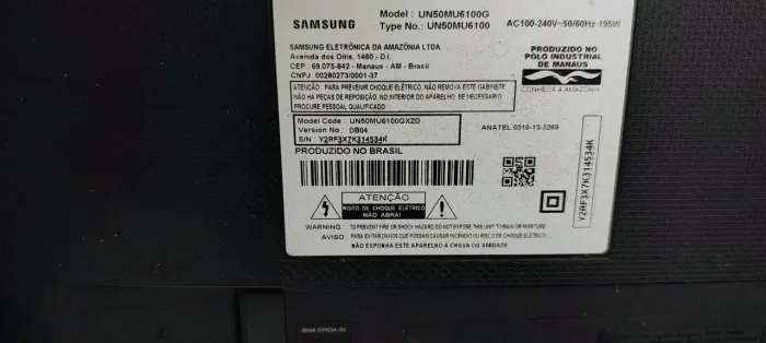 TV Samsung Smart 50" 4K UN50MU6100G - Não Liga - Nunca Aberta