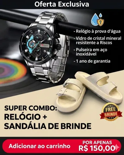 01 relógio mais uma sandália de brinde