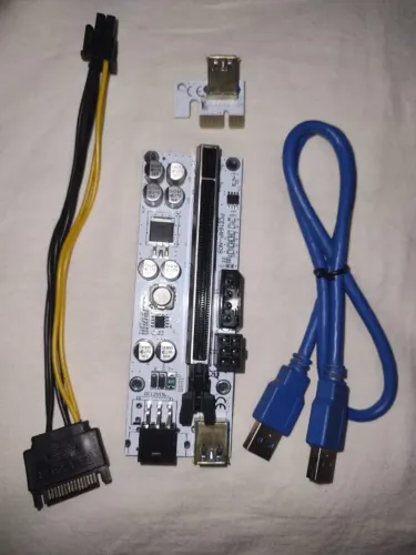 Kit 6 placas Riser PCI-e  10s  mais cabos usb 3.0 pci, e SATA para 4Pin e adaptador