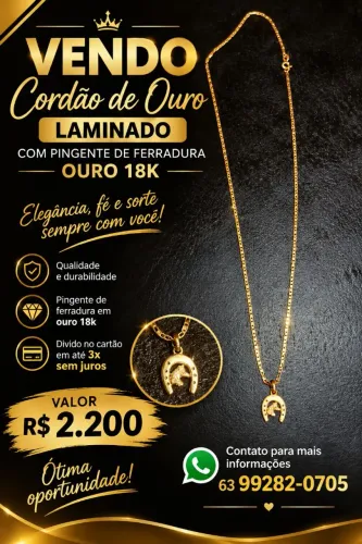 Cordão de ouro Unix laminado com pingente de ferradura
