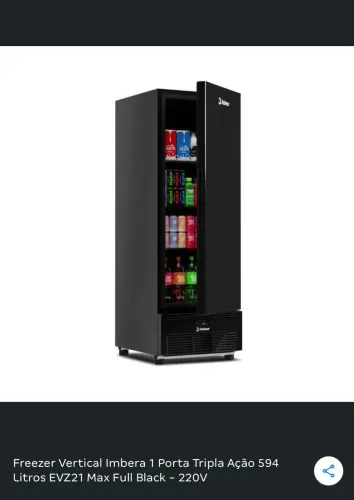 Freezer Vertical Imbera 1 Porta Tripla Ação 594 Litros EVZ21 Max Full Black - 220V