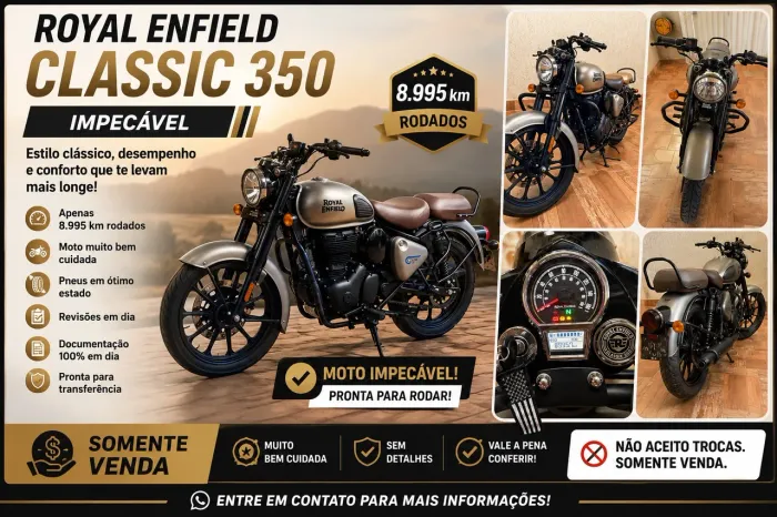 Royal Enfield Classic 350 | 8.995 km | Impecável | Somente Venda