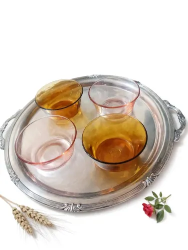 Conjunto 4 Tigelas Sobremesa Duralex Vintage - 2 Âmbar e 2 Rosé
